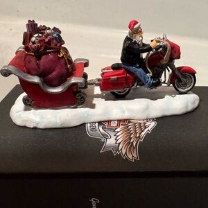 Holiday Motorcycle Santa Figurine - Red